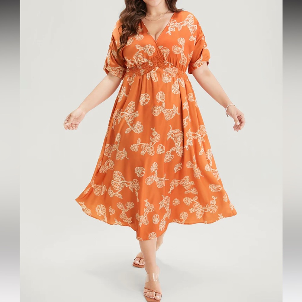 BloomChic Floral Print Shirred Pocket Ruffle Hem Dress Size 18/20 NWT